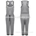 New Fashion O Neck Sleeveless Gray Calf-length Jumpsuit Drawstring Waist Pocket Casual Leisure Loose Romper Sexy Women Playsuit